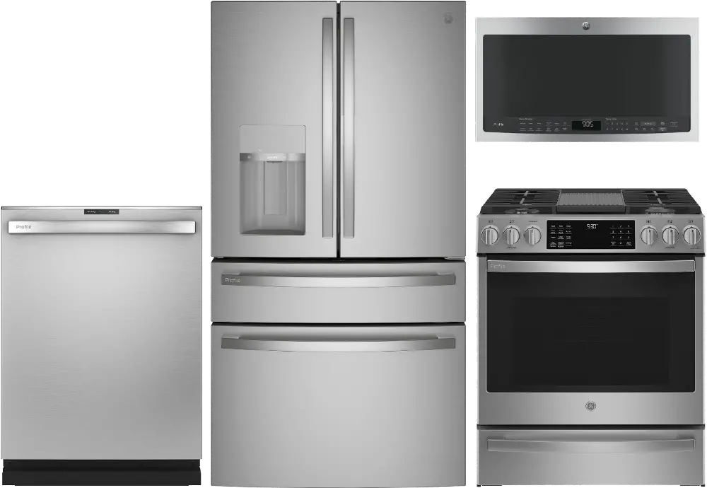 E-PVD28-FPS-4PCGA GE Profile 4-Piece Gas Appliance Package - Stainless Steel-1