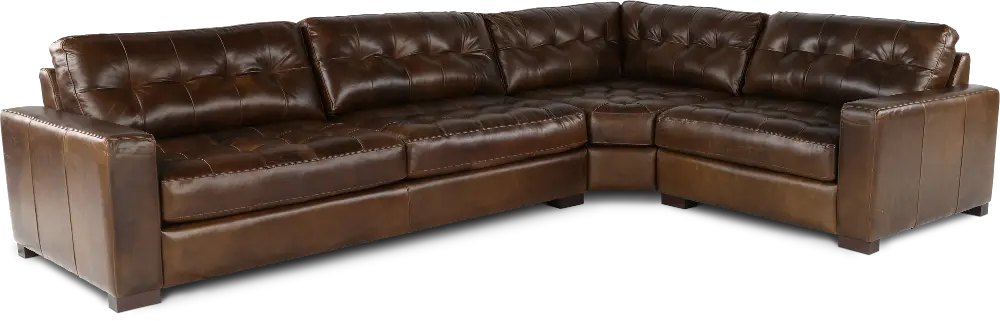 Chester Brown Leather 3 Piece Sectional-1