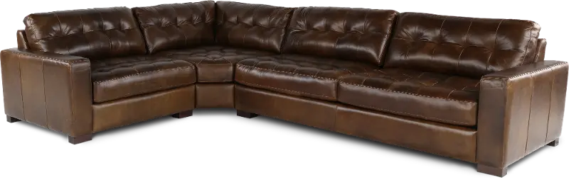 Chester Brown Leather 3 Piece Sectional