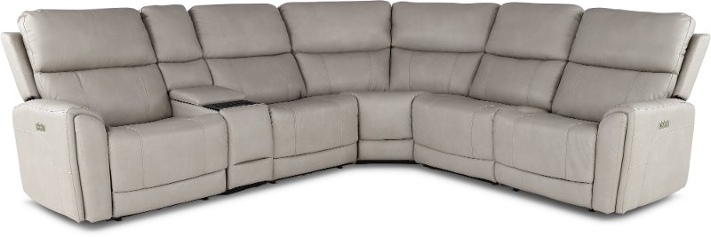 Damon Capriccio Dove 6-Piece Power Reclining Sectional with Wireless Charging