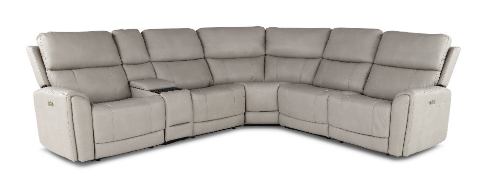 Damon Dove Gray 6-Piece Power Reclining Sectional with Wireless Charging