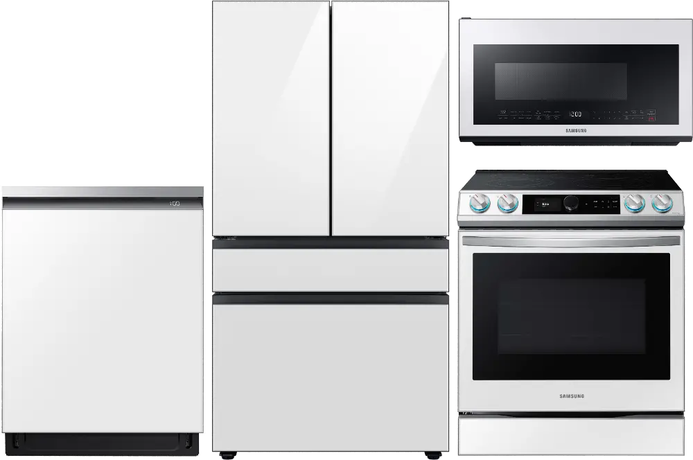 KIT Samsung 4-Piece Electric Kitchen Appliance Package - White Glass-1