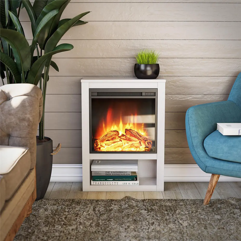 Clermont White Electric Fireplace-1