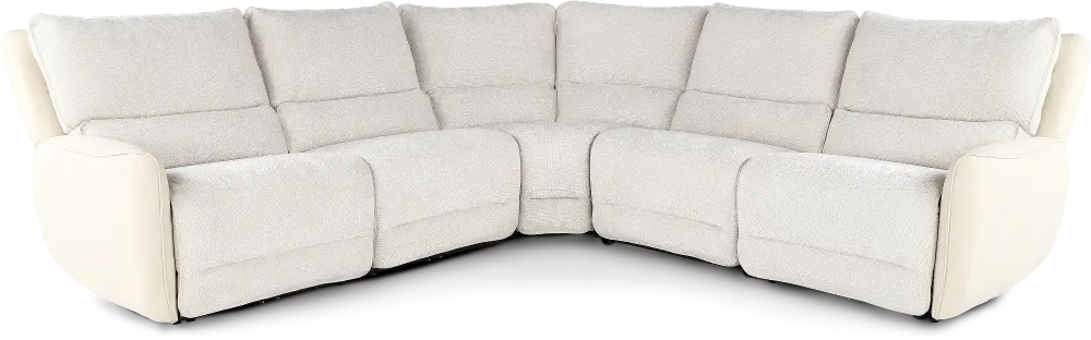 Buffy Eggshell & Cream 5 Piece Power Reclining Sectional-1