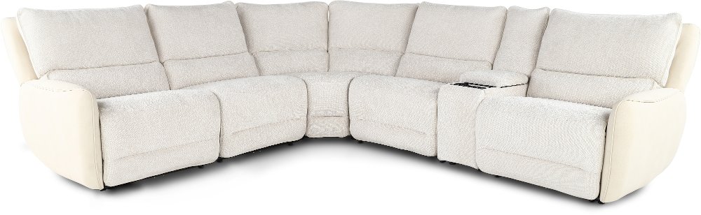 Buffy Eggshell & Cream 6 Piece Power Reclining Sectional