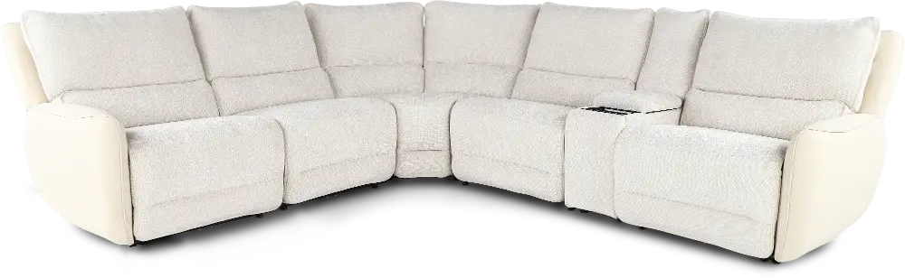 Buffy Eggshell & Cream 6 Piece Power Reclining Sectional-1
