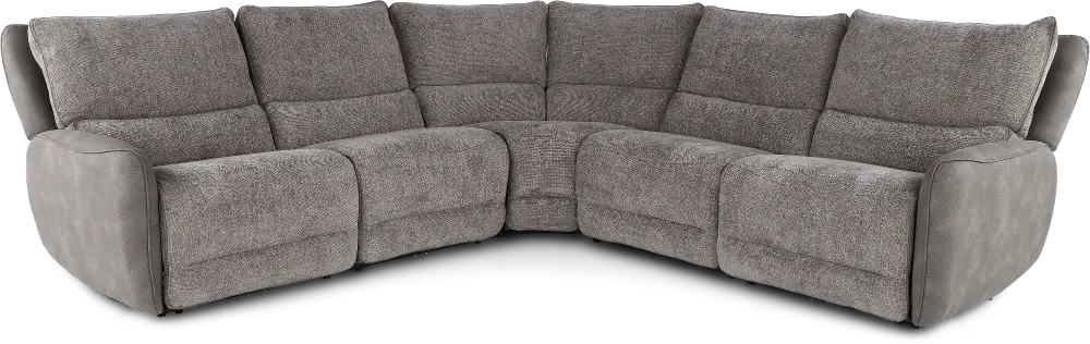 Buffy Brown & Charcoal 5 Piece Power Reclining Sectional-1
