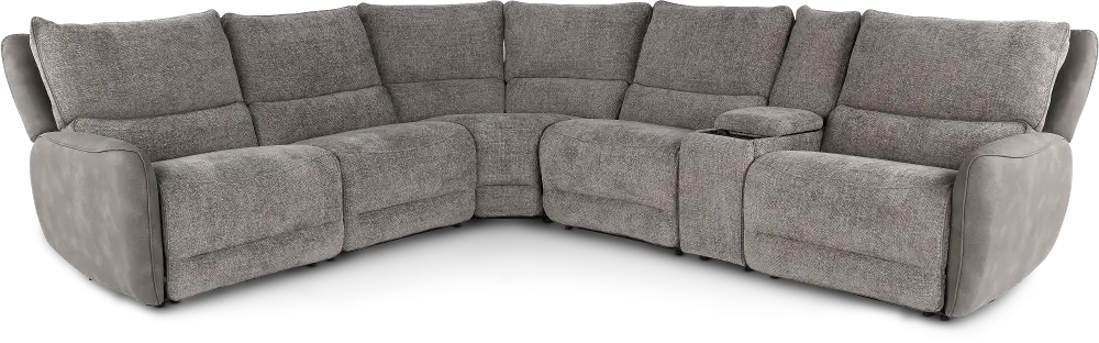 Buffy Brown & Charcoal 6 Piece Power Reclining Sectional-1