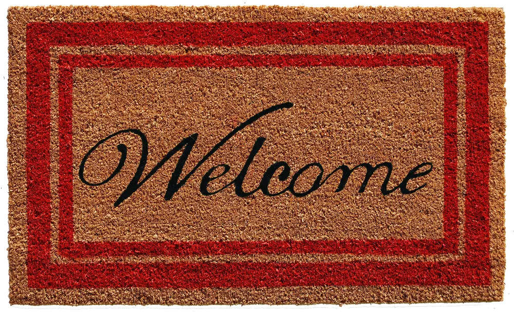 153031830WELC Red Border Welcome Doormat-1
