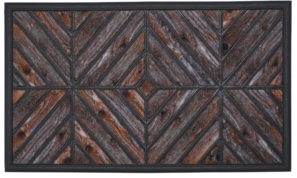 108811830 Gray Wood Geometric Doormat-1