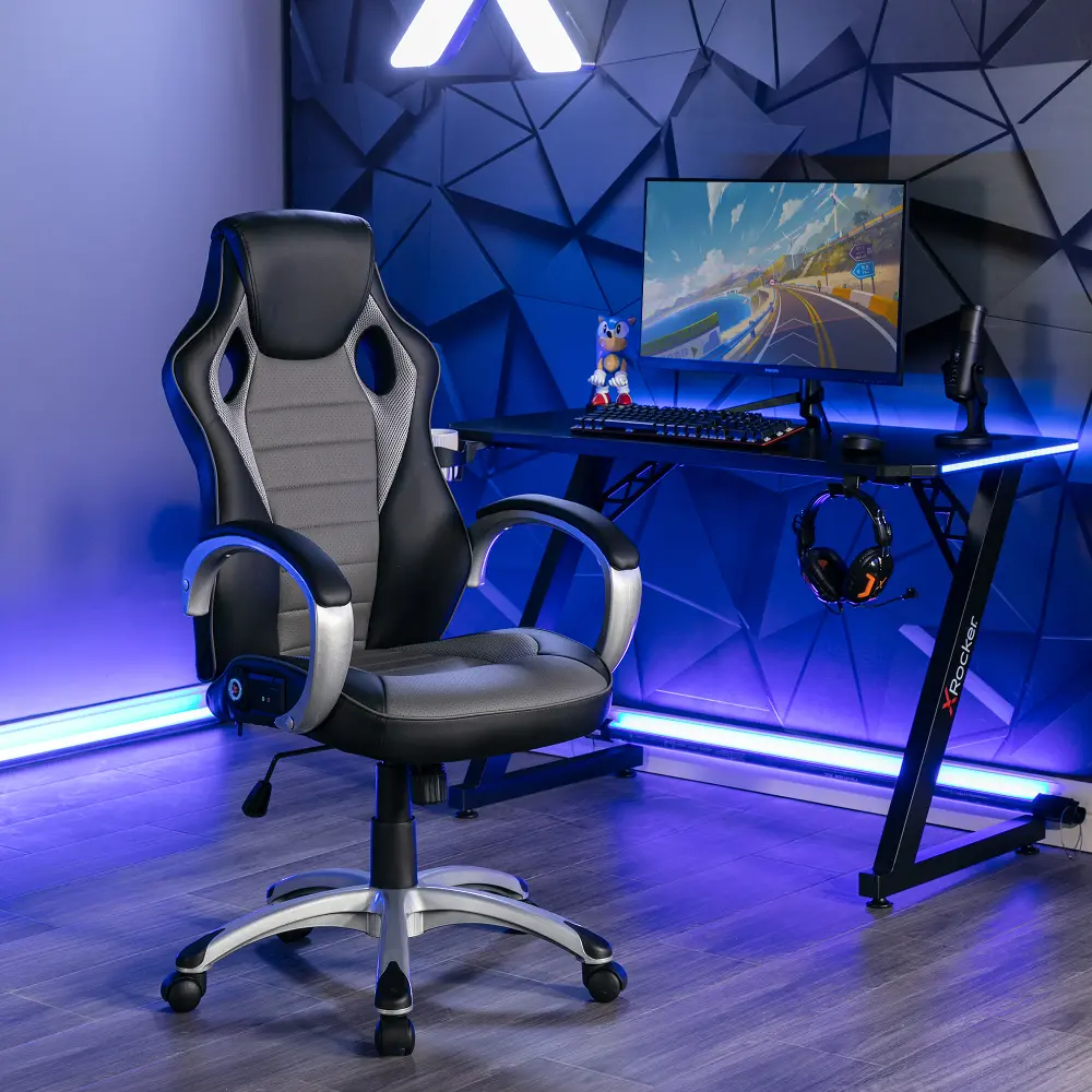 X Rocker Rogue 2.0 Gray Bluetooth Office Chair-1