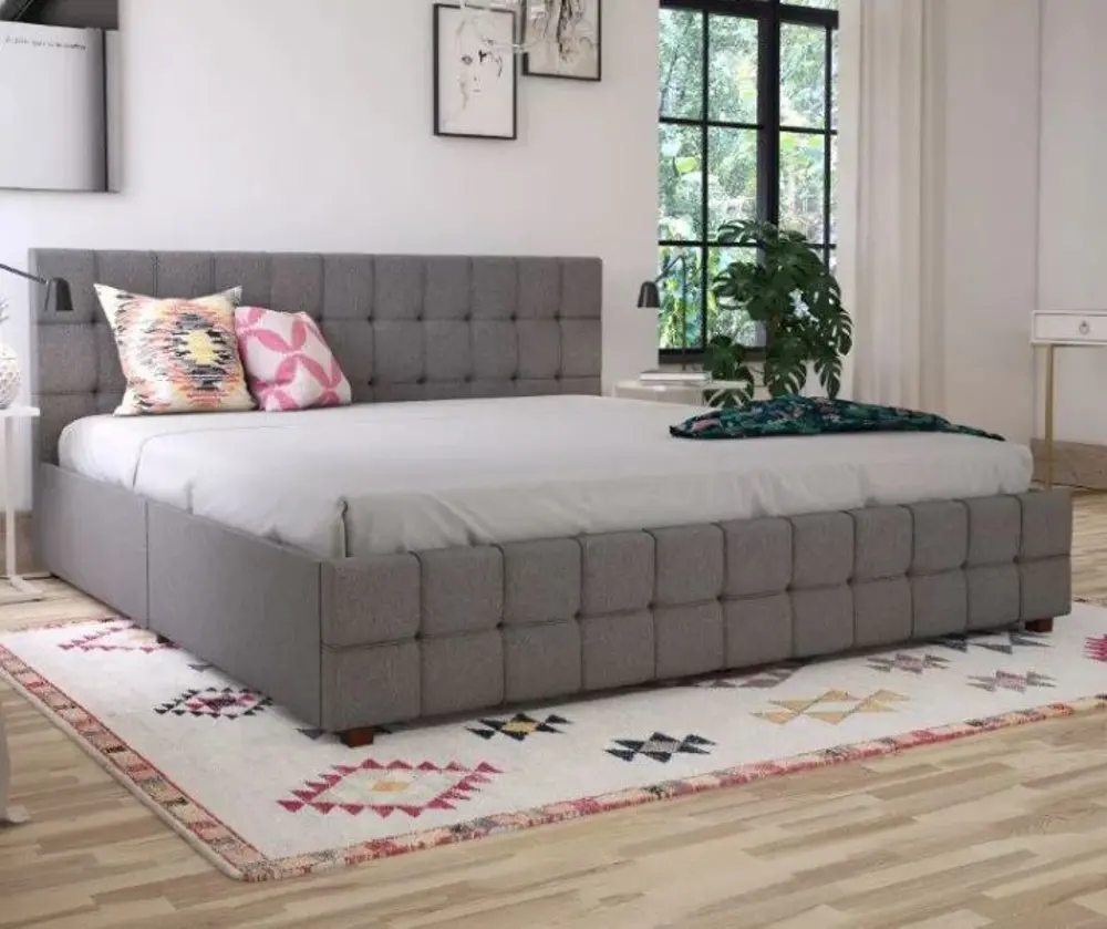 Elizabeth Gray King Upholstered Bed with Storage-1