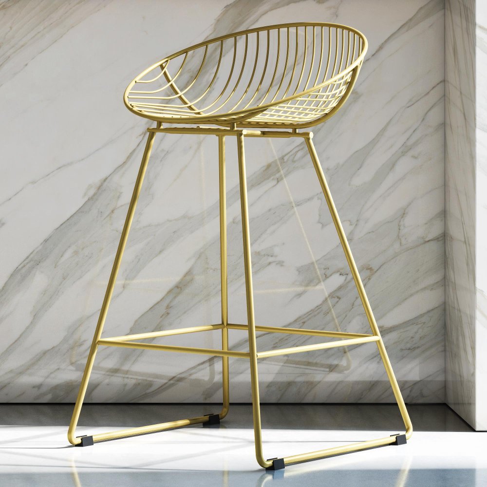 113386834 Ellis Brass Metal Counter Height Stool sku 113386834