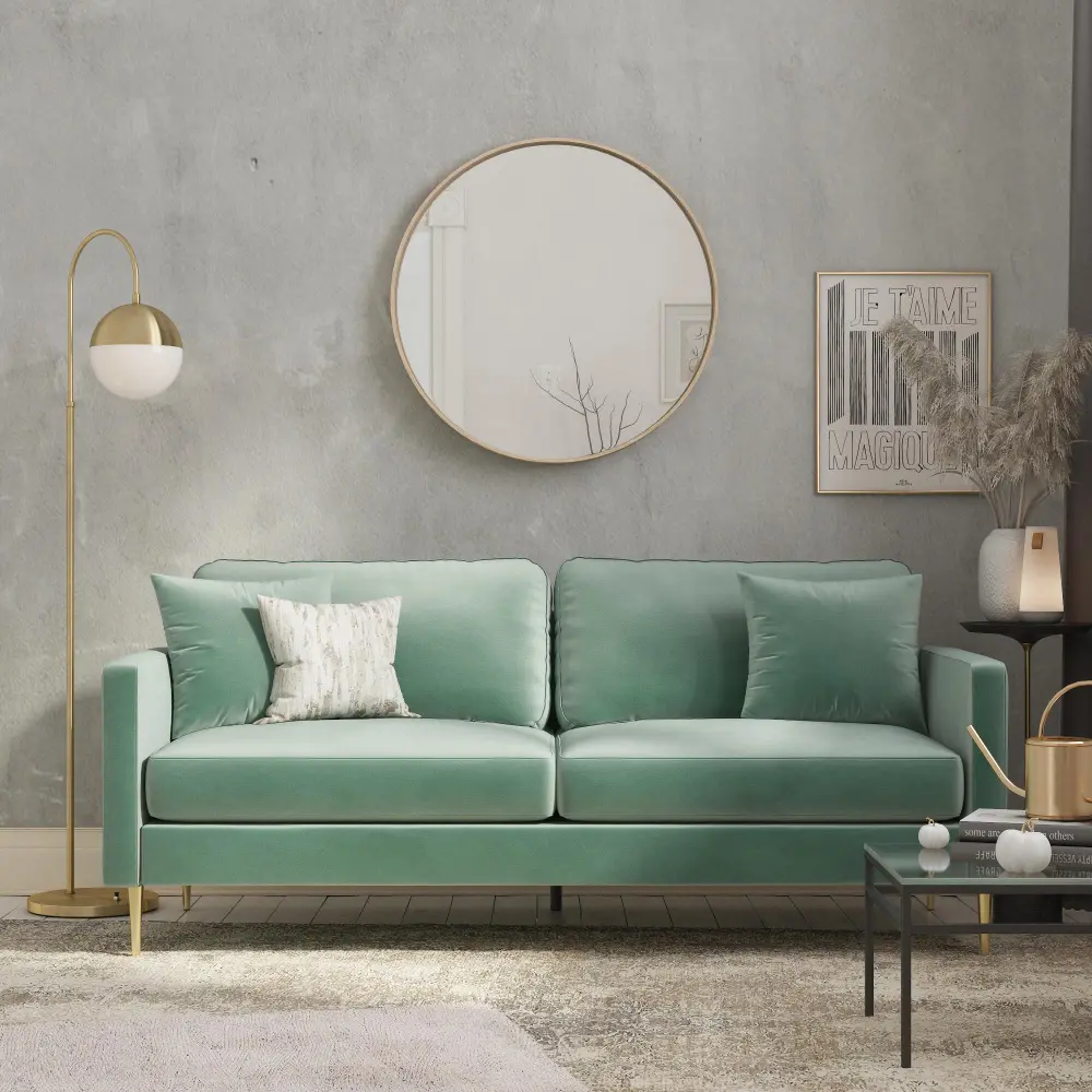 Highland Green Velvet Sofa-1