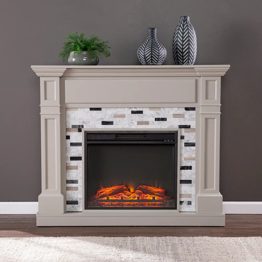 FP1096059 Birkover Gray & Marble Electric Fireplace-1
