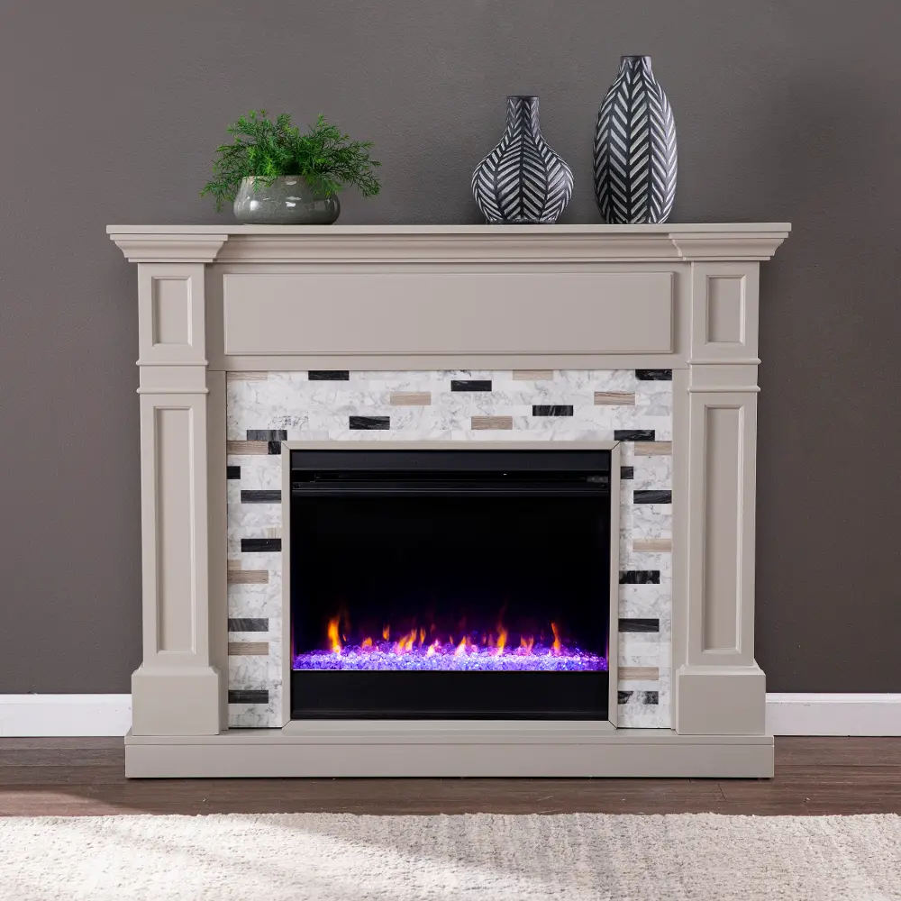 FC1096059 Birkover Gray & Marble Color Changing Electric Fireplace-1