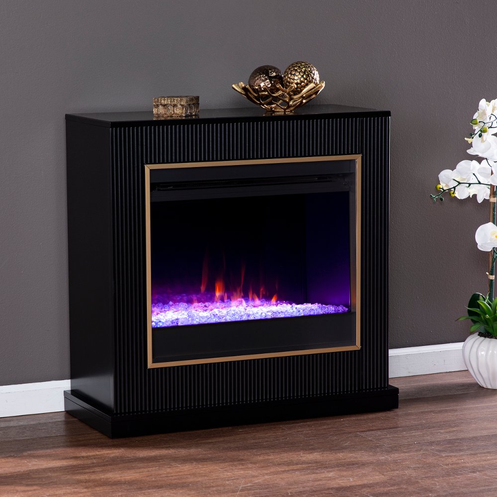 113389639 Crittenly Black Color Changing Electric Fireplace sku 113389639