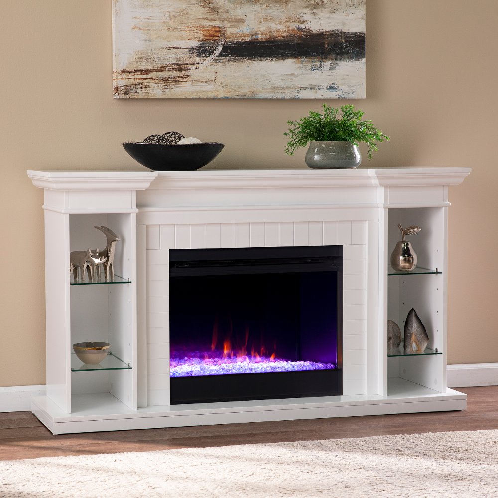 113390025 Henstinger White Color Changing Fireplace Bookcase sku 113390025