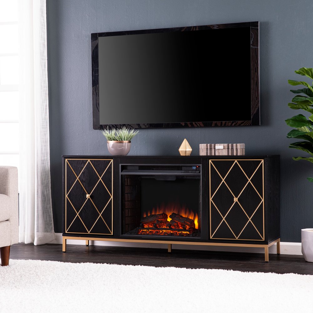 Marradi Black & Gold Electric Fireplace TV Stand