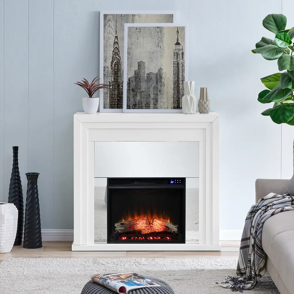 FR1009659 Stadderly White Mirrored Touch Screen Electric Fireplace-2