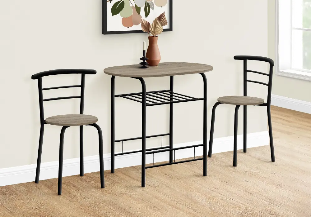 Avery Taupe and Black 3 Piece Dining Set-1