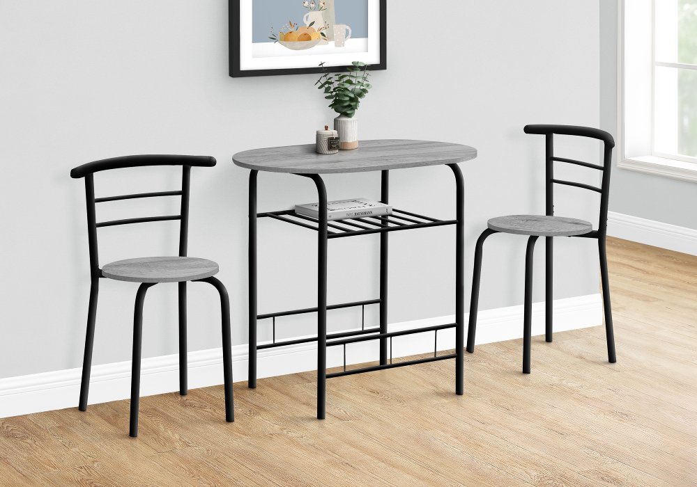 113395167 Avery Gray and Black 3 Piece Dining Set sku 113395167