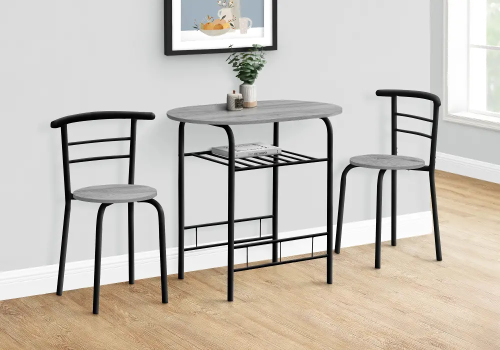 Avery Gray and Black 3 Piece Dining Set-1