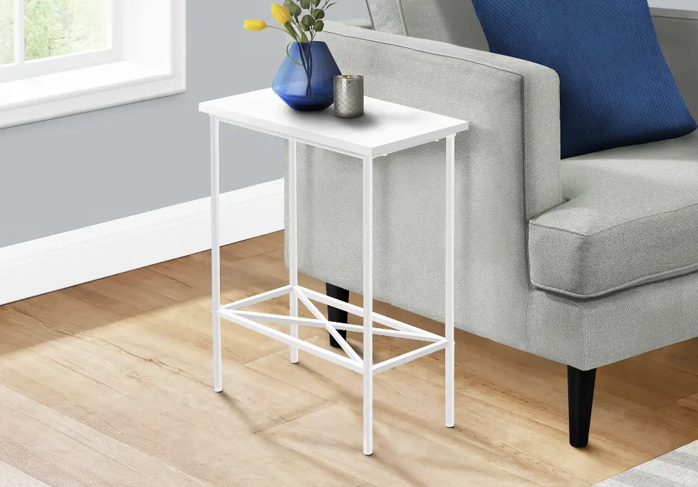 Ava White Metal Accent Table-1