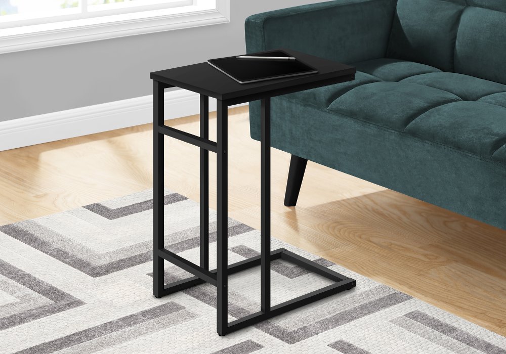 Samantha Black Metal C-Shaped Accent Table