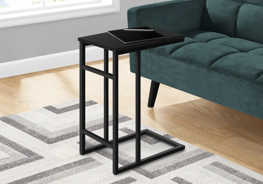 Samantha Black Metal C-Shaped Accent Table-1