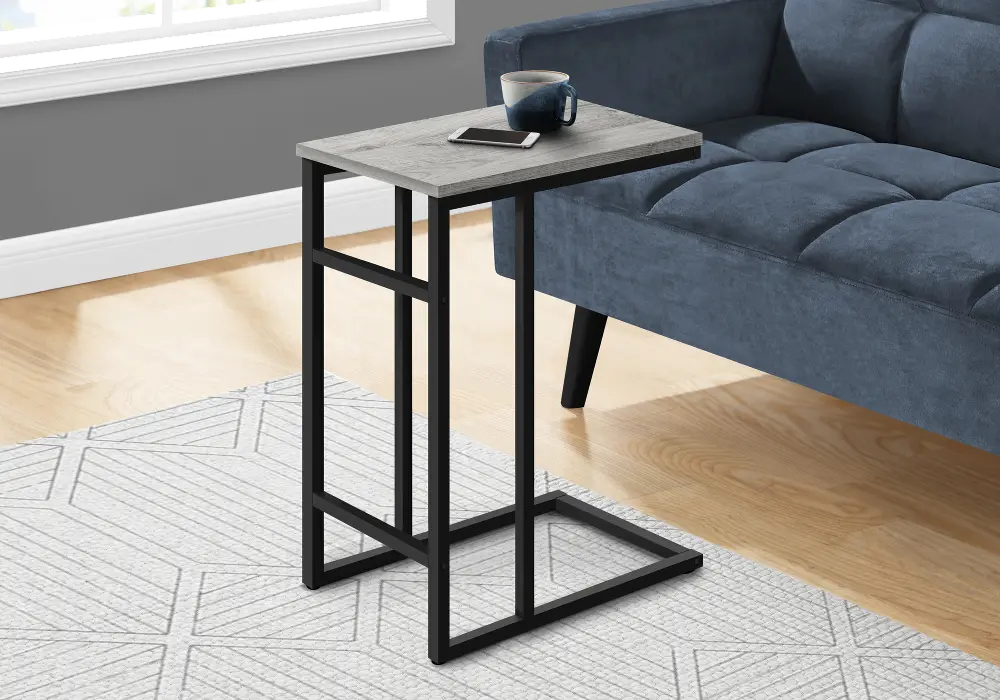 Samantha Gray and Black Metal C-Shaped Accent Table-1