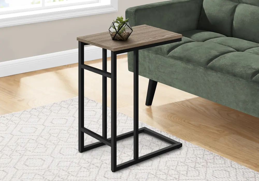 Samantha Taupe and Black Metal C-Shaped Accent Table-1