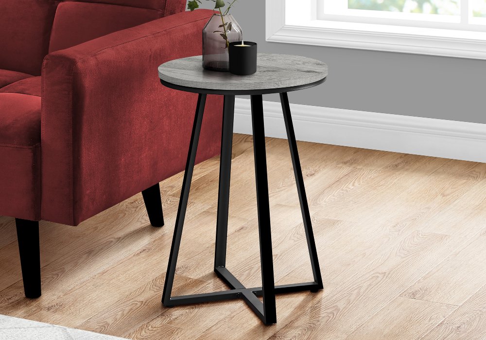 113395507 Elissa Gray and Black Round Side Table sku 113395507