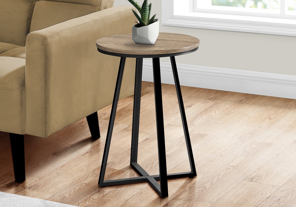 Elissa Dark Taupe and Black Round Side Table