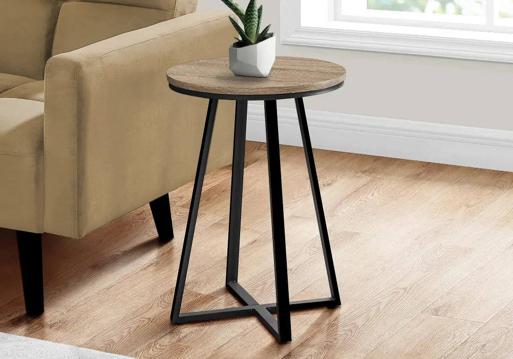 Elissa Dark Taupe and Black Round Side Table-1