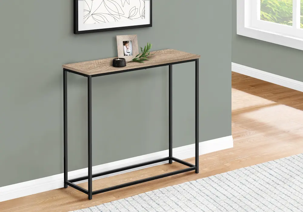 Blaine Taupe and Black Console Table-1
