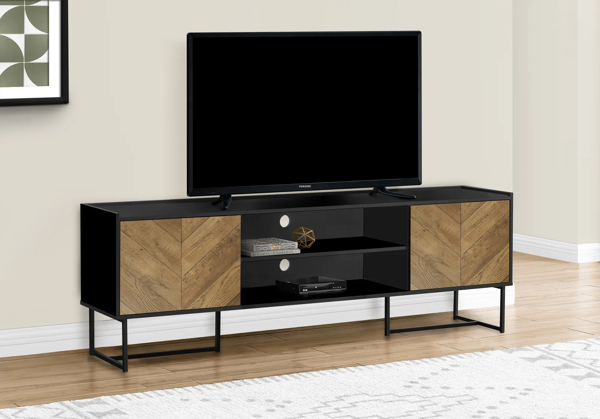Photos - Mount/Stand Monarch Specialties Heather Light Brown and Black 72" TV Stand I 2752 