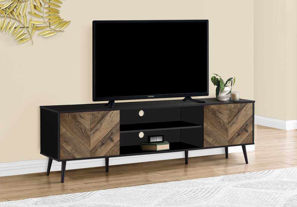 Heather Dark Brown and Black 72 TV Stand