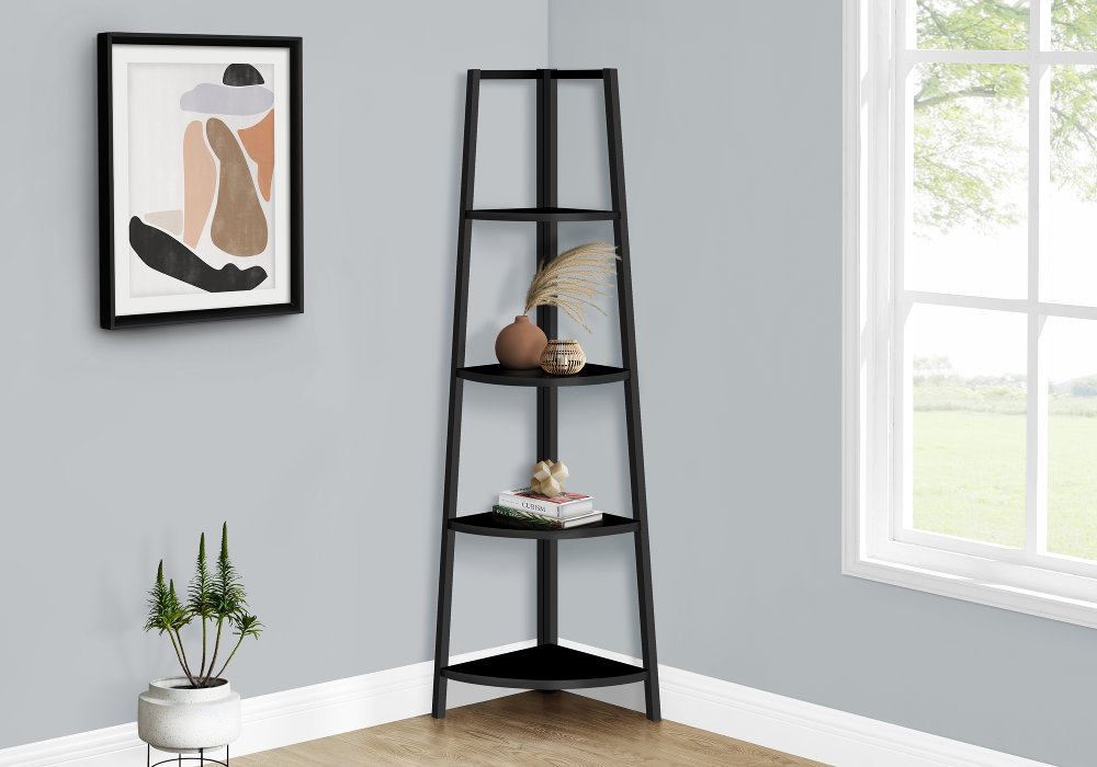 113395744 Connor 60-Inch Black Corner Bookshelf sku 113395744