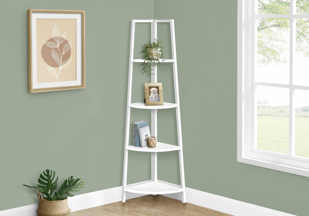 113395752 Connor 60-Inch White Corner Bookshelf sku 113395752