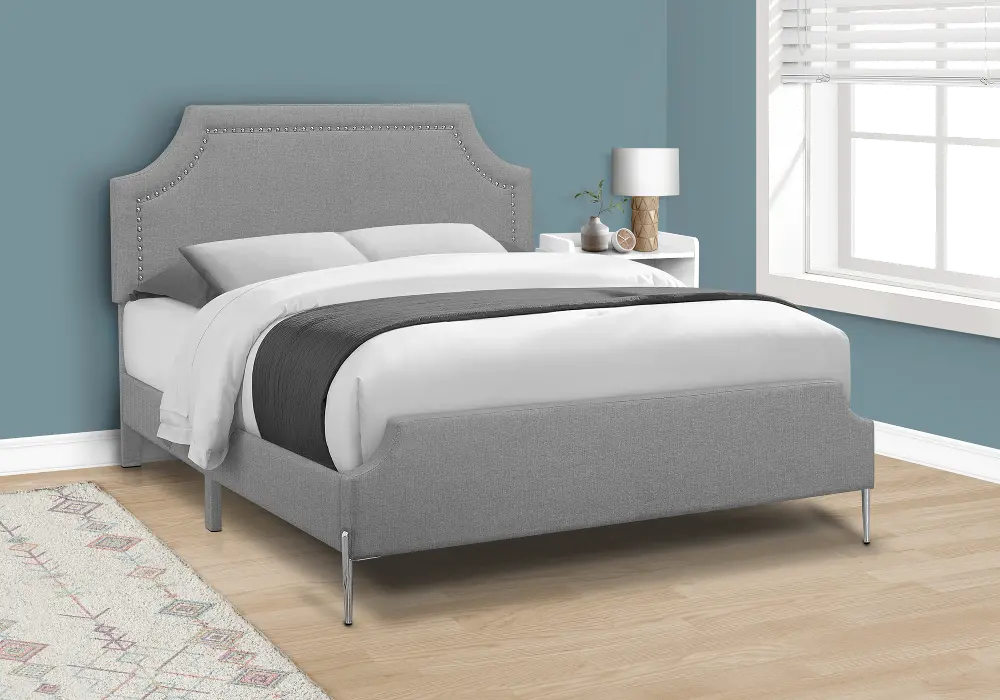 Liza Gray Queen Upholstered Bed-1
