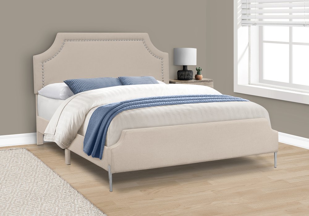 Liza Beige Queen Upholstered Bed