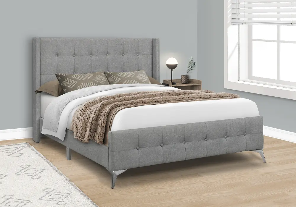 Chadley Gray Queen Upholstered Bed-1