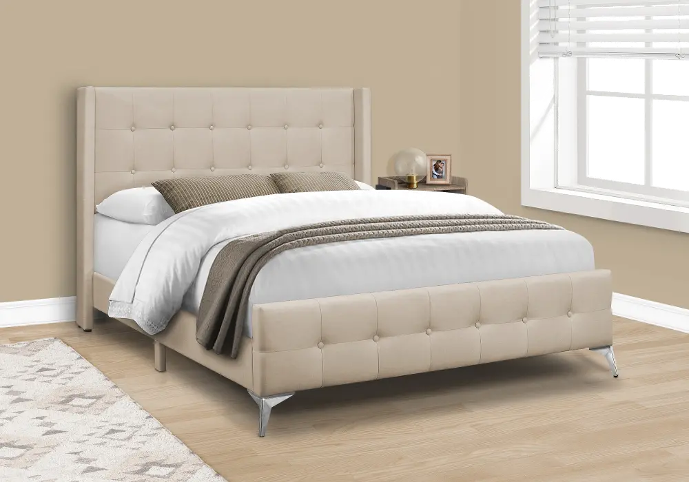 Chadley Beige Queen Upholstered Bed-1