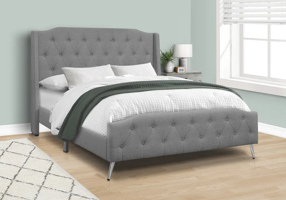 Grace Gray Queen Upholstered Bed-1