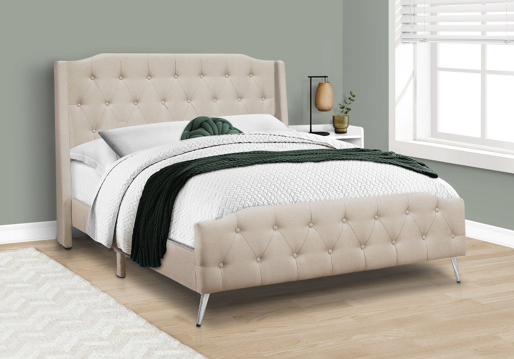 113395957 Grace Beige Queen Upholstered Bed sku 113395957