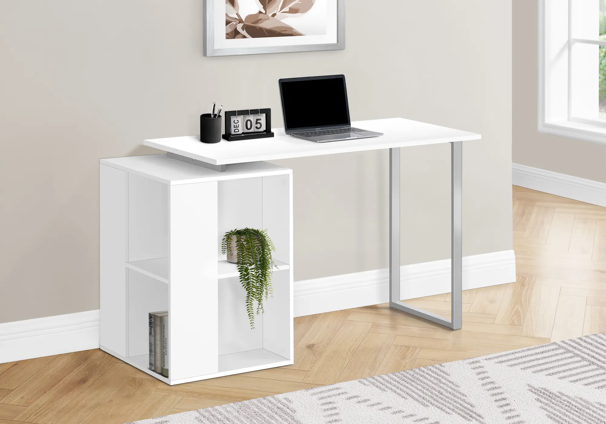 Photos - Office Desk Monarch Specialties Phineas White 55-Inch Home  I 7600 
