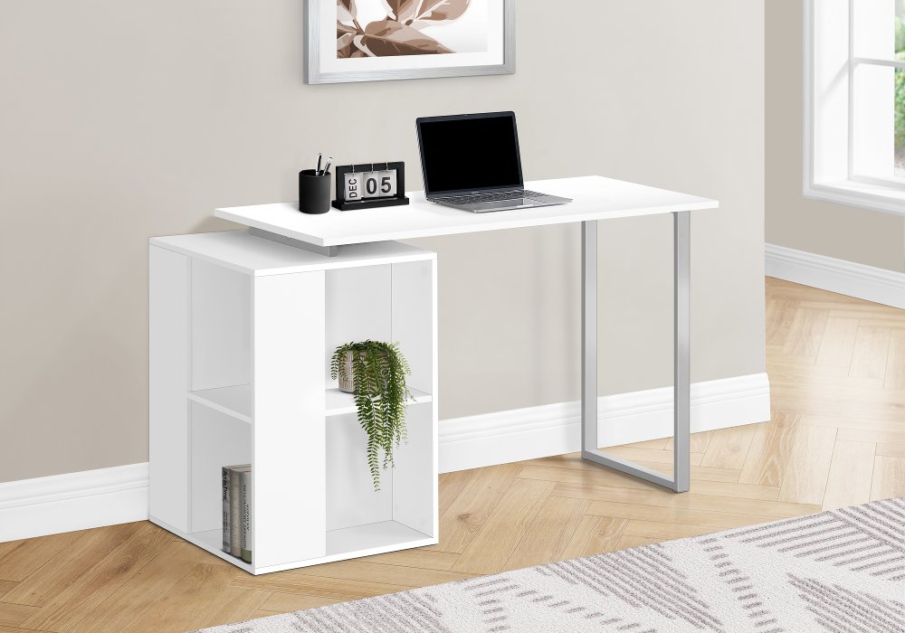 113395965 Phineas White 55-Inch Home Office Desk sku 113395965