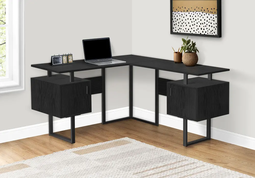 Billie Black 58-Inch Modern Corner Office Desk-1