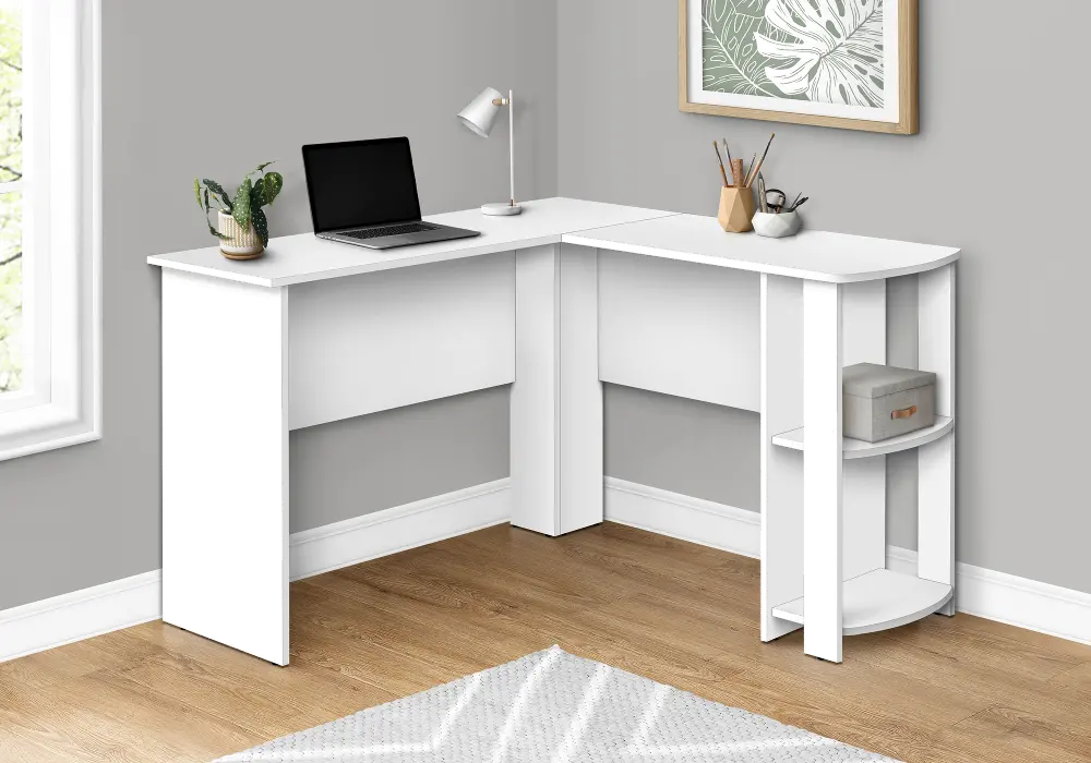 White 48-Inch Modern Corner Office Desk-1
